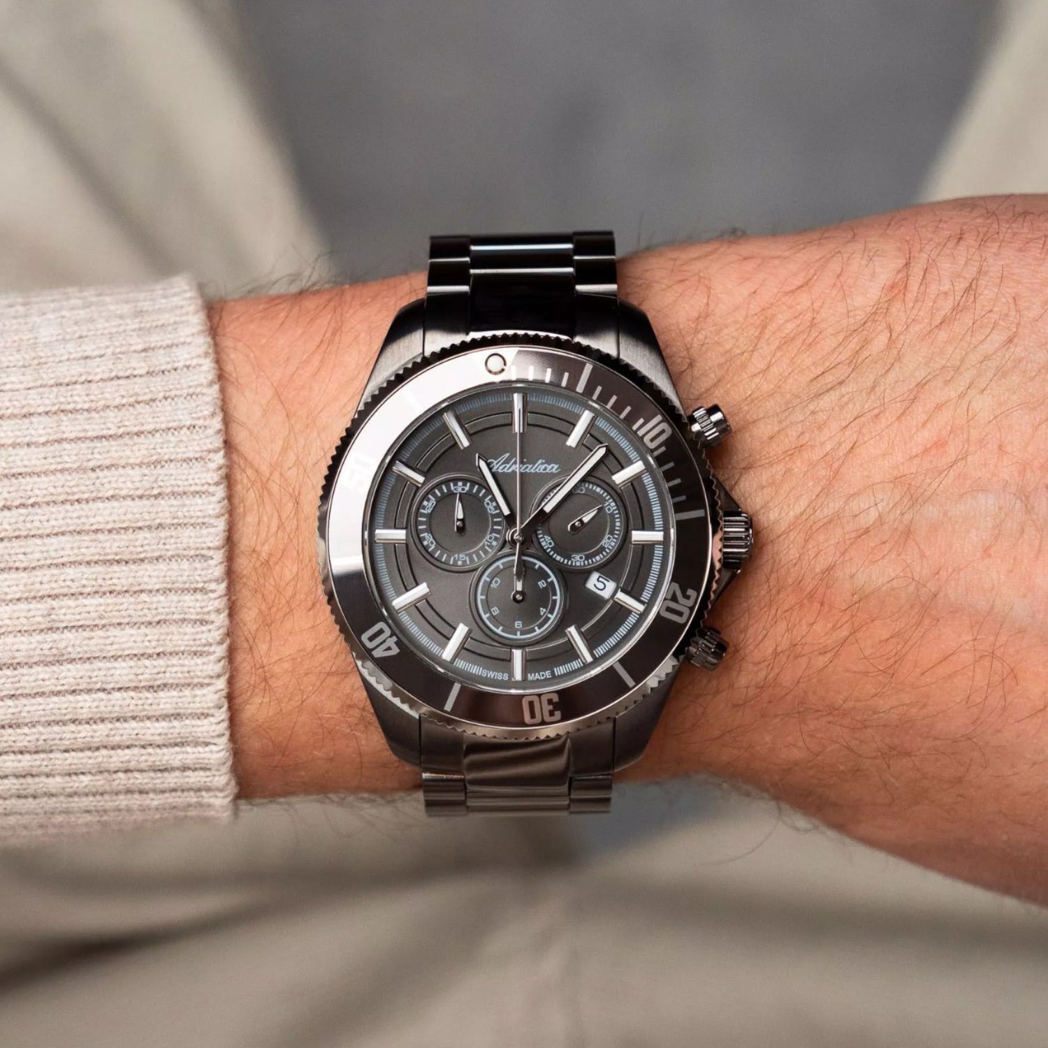 Men Chronograph Grey Dial Analog Stainless Steel Watch A1139.B116CHN